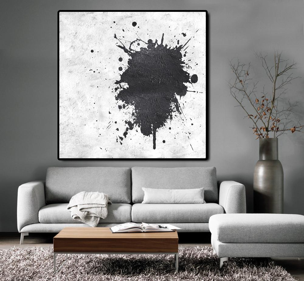 Minimal Black and White Painting #MN12A - Click Image to Close